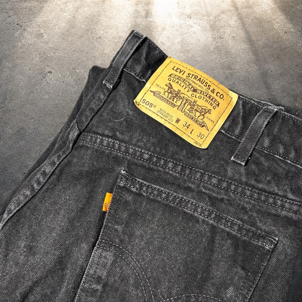 Vintage Levis 505 Orange Tab Black Jeans Regular Fit Straight Leg 34x30 Skater